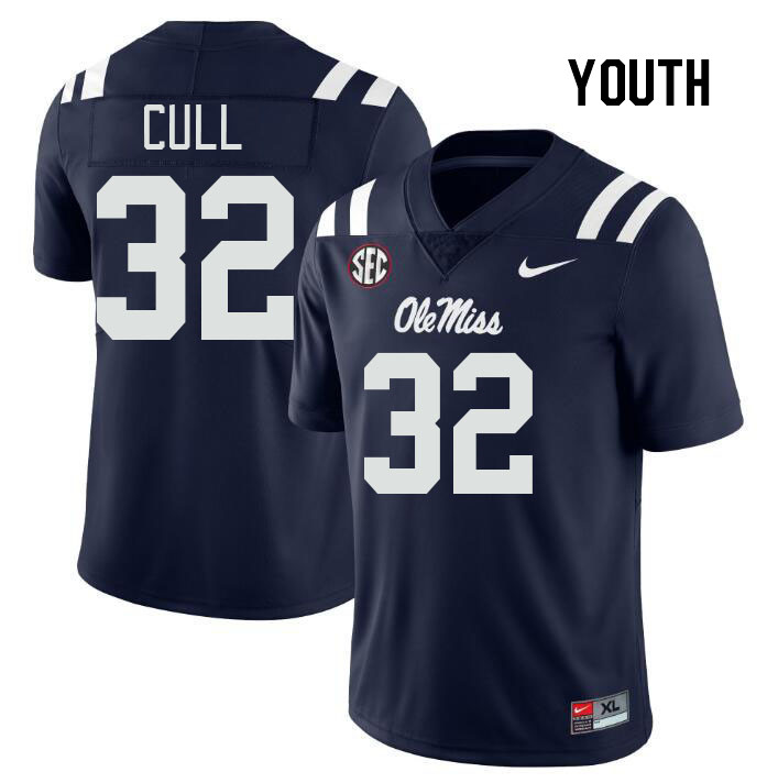 Youth #32 Nick Cull Ole Miss Rebels College Football Jerseys Stitched Sale-Navy